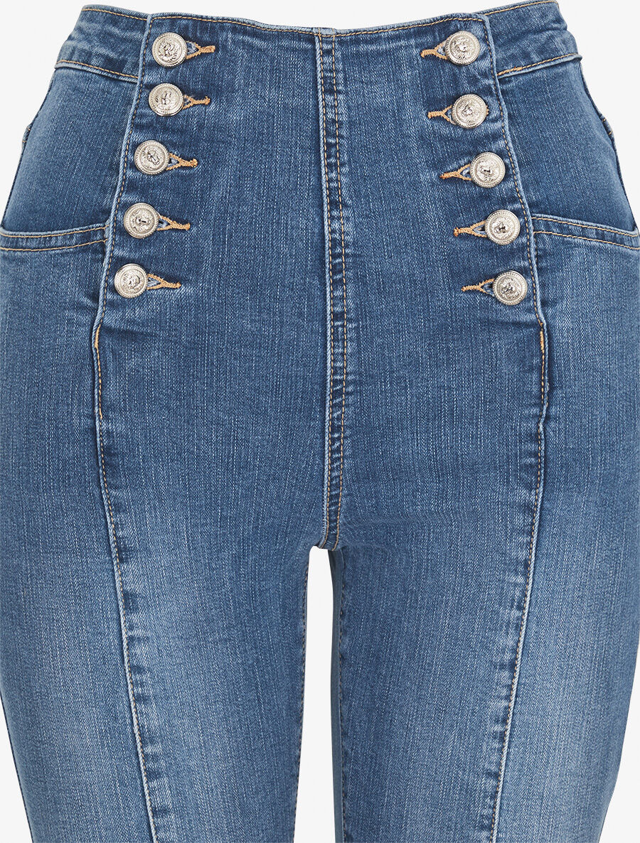 Jean taille haute coupe slim - Bleu - Image 3