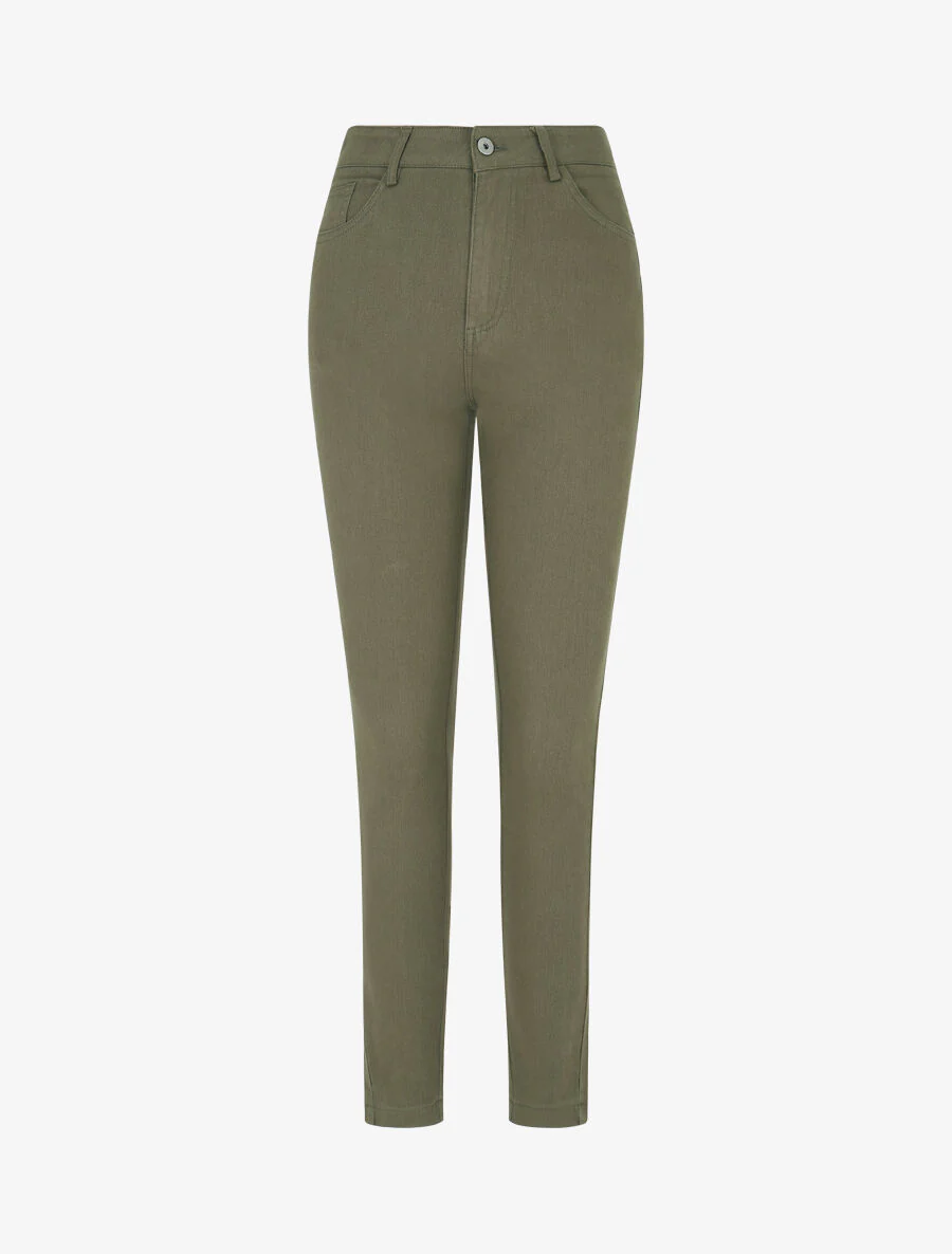 Jean taille haute coupe slim - Kaki