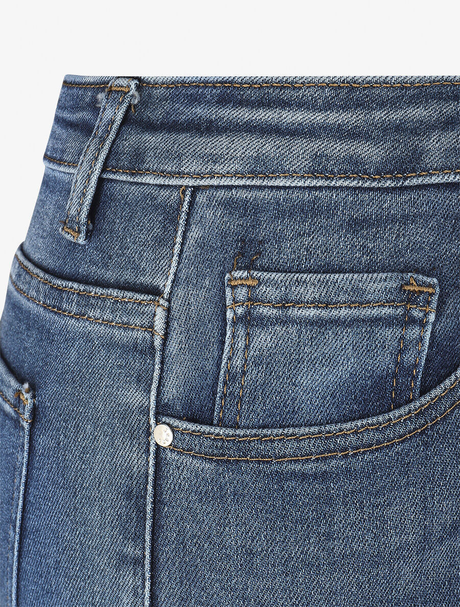 Jean taille haute délavé coupe skinny - Bleu - Image 3