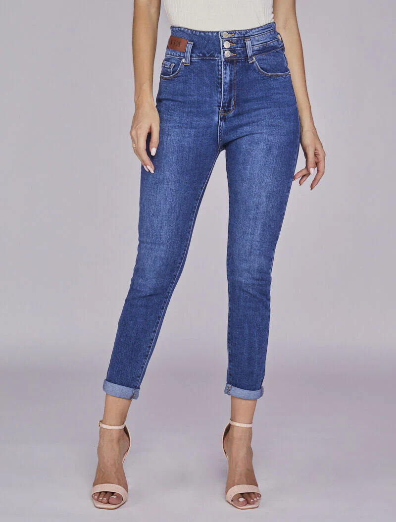 Jean taille haute délavé coupe skinny - Bleu denim
