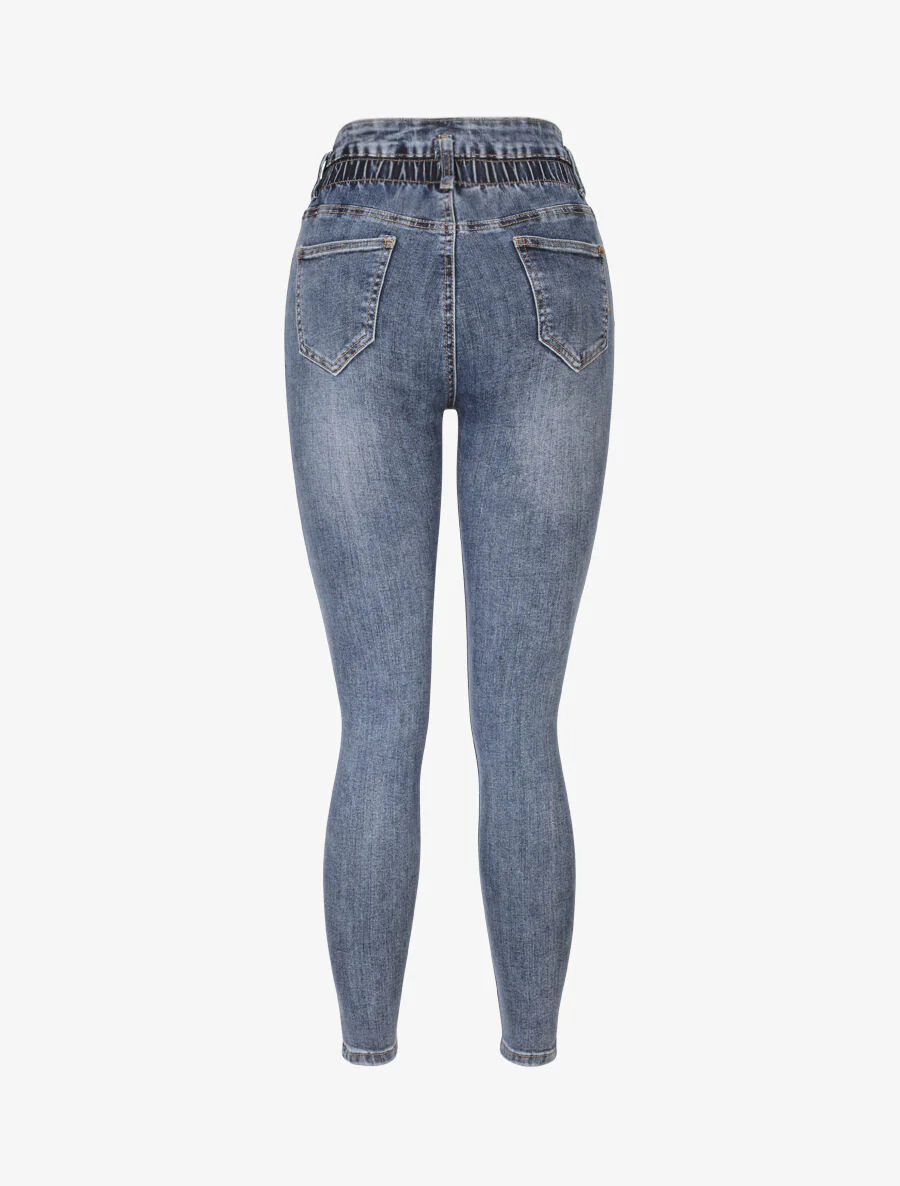 Jean ultra skinny à taille élastiquée - Bleu - Image 2