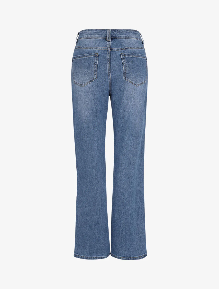 Jean uni coupe droite taille standard - Bleu denim - Image 2