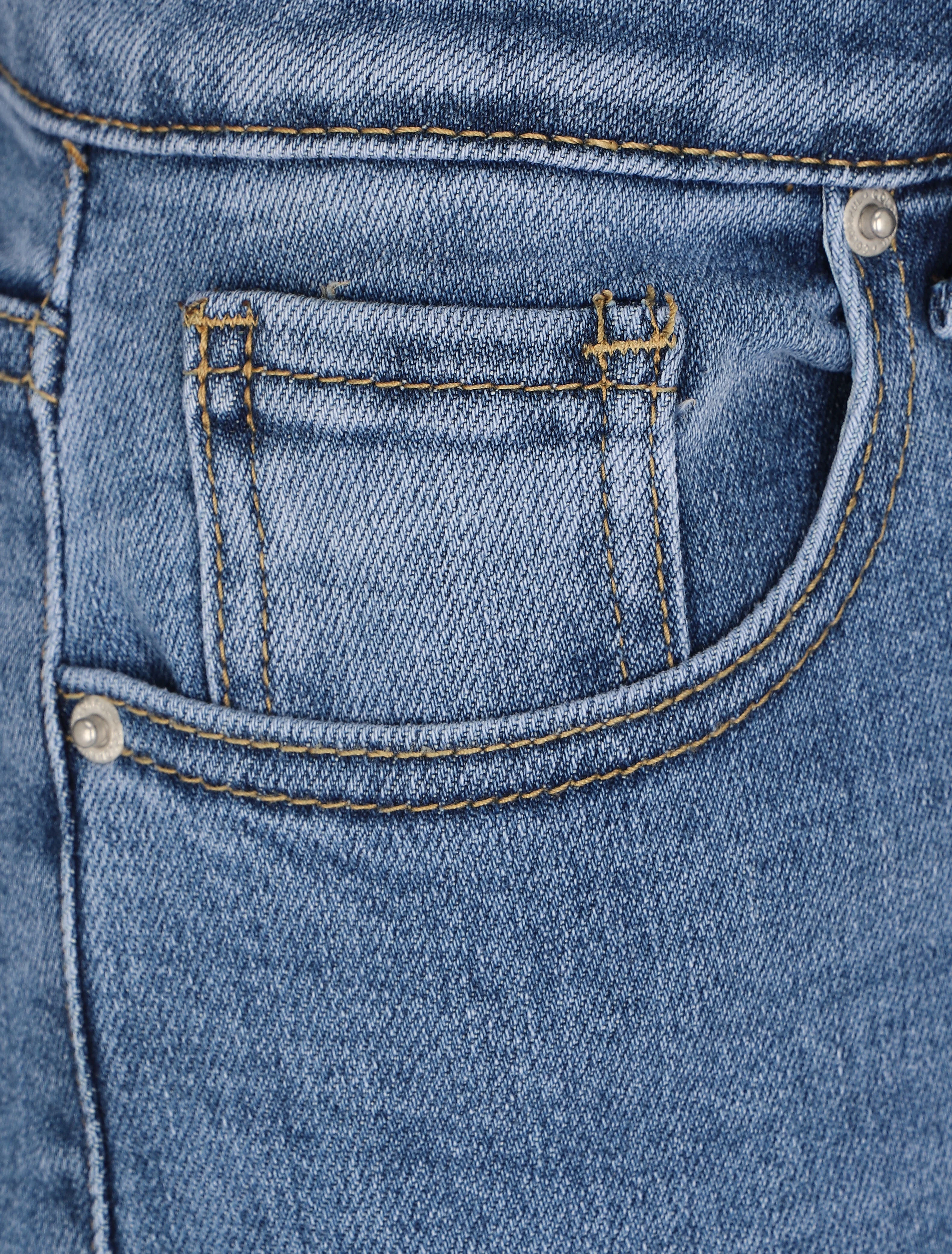 Jean uni coupe droite taille standard - Bleu denim - Image 3
