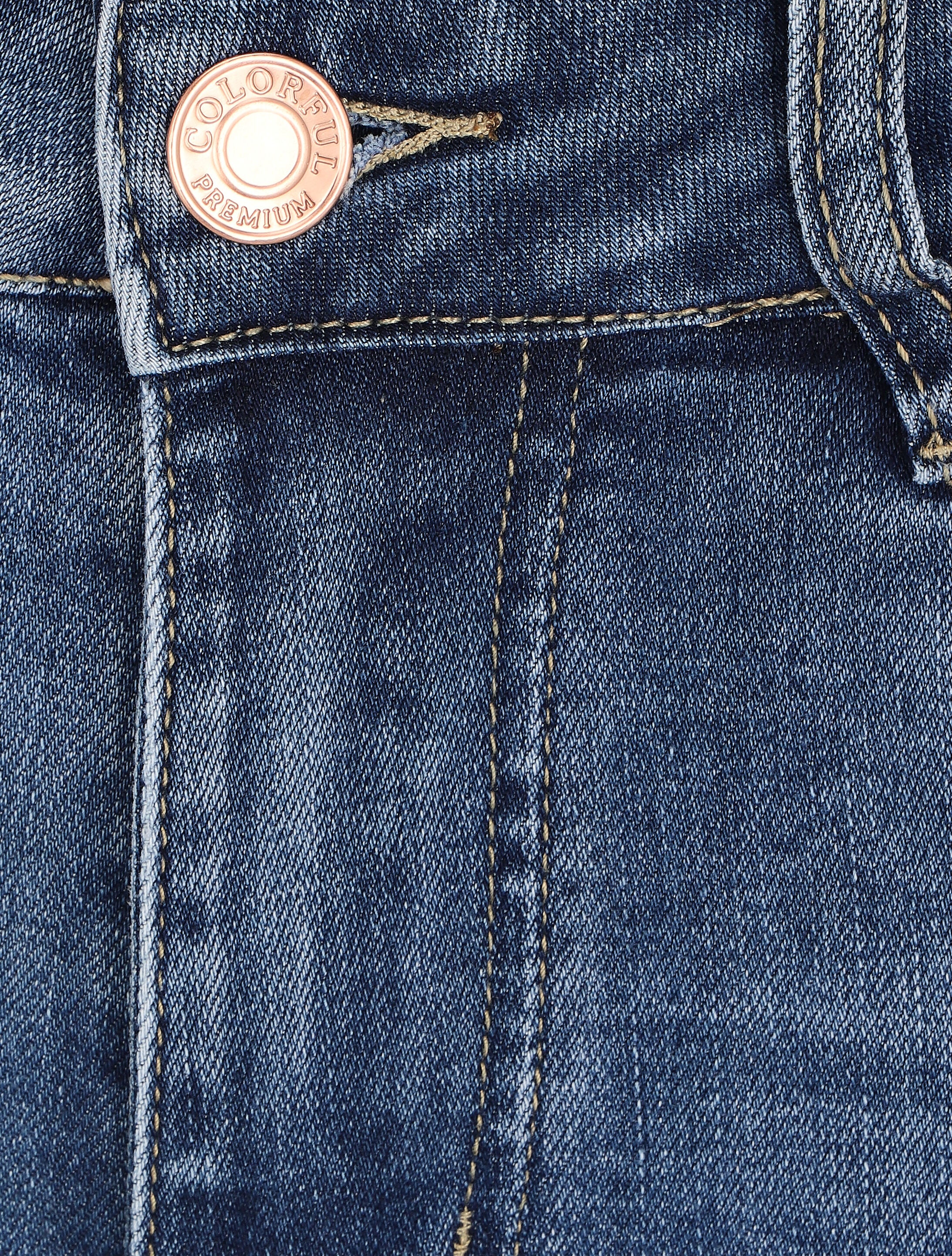 Jean uni coupe flare taille standard - Bleu denim - Image 3
