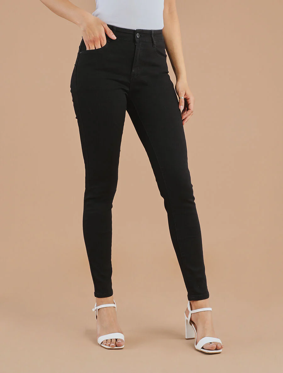 Jean uni coupe skinny - Noir - Image 4