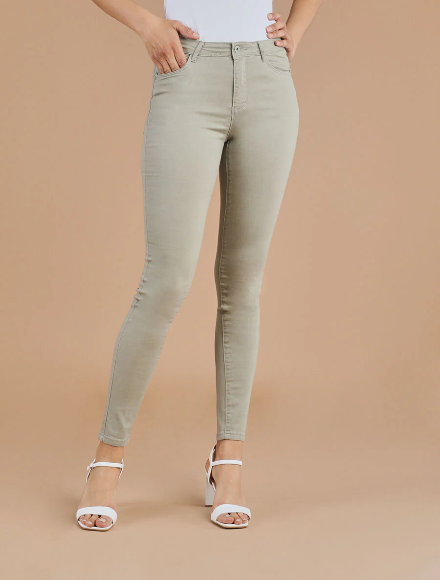 Jean uni coupe skinny - Kaki - Image 4