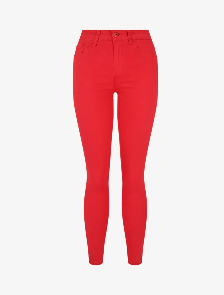 Jean uni coupe slim - Rouge