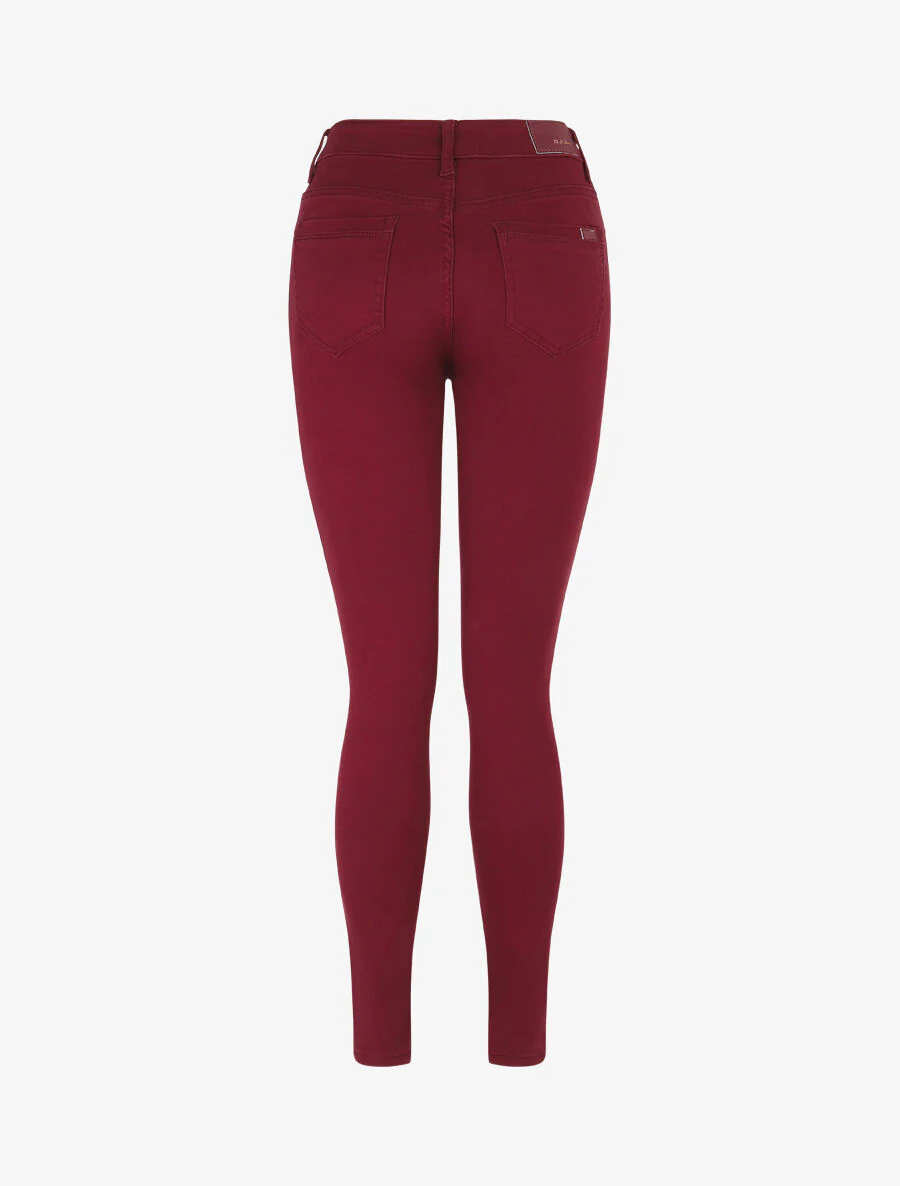 Jean uni coupe slim - Rouge grenat - Image 2