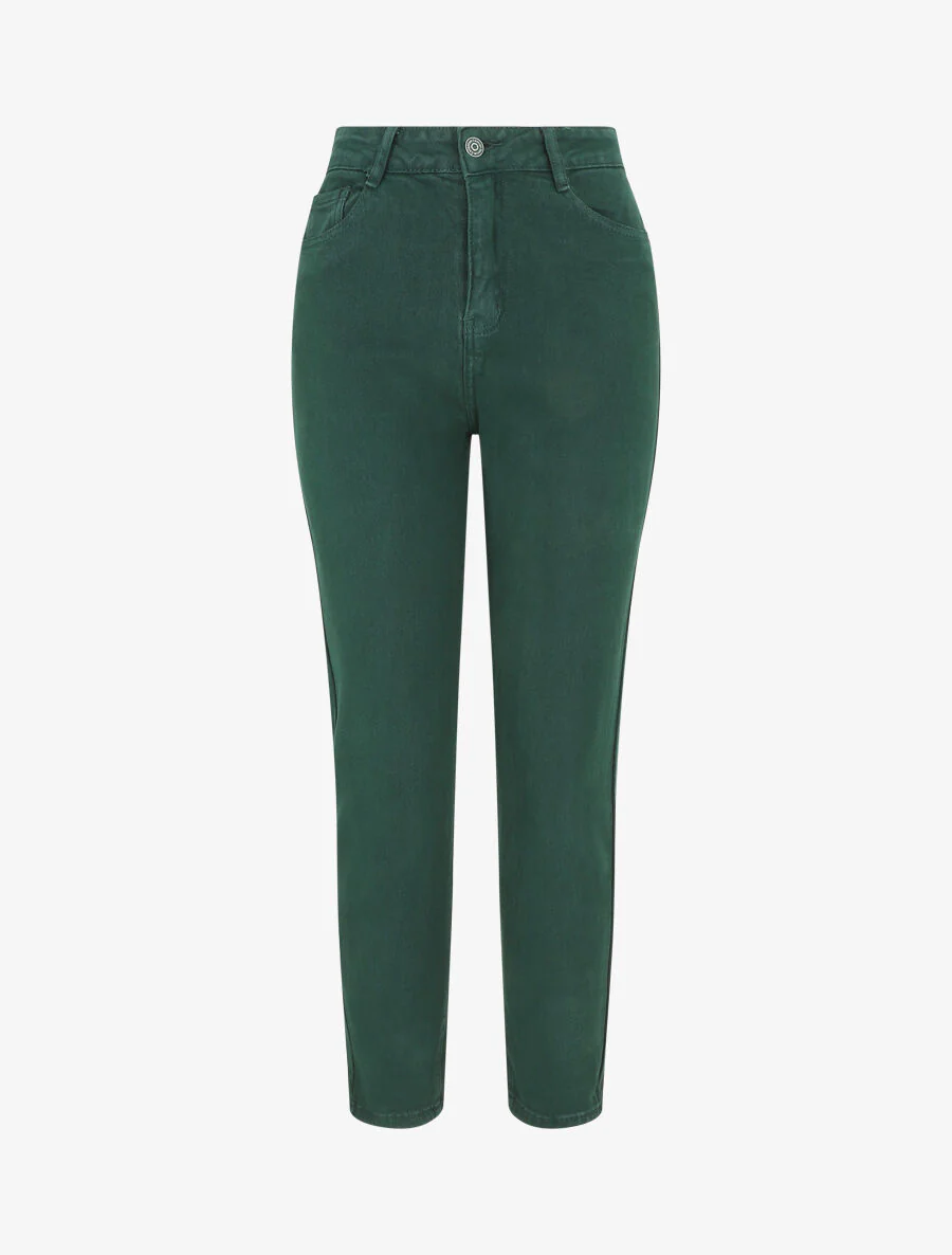 Jean uni taille haute - Vert sapin