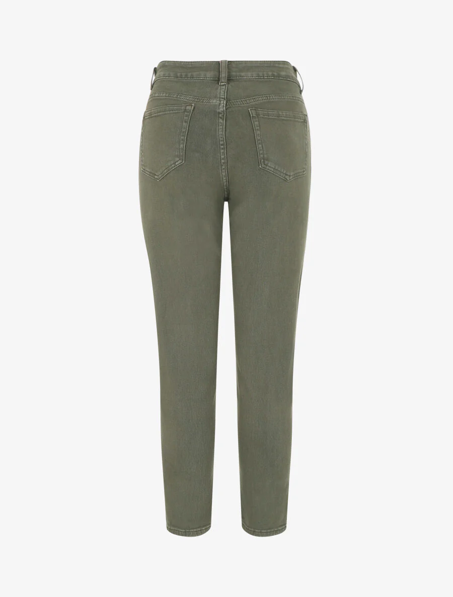 Jean uni taille haute - Kaki - Image 2