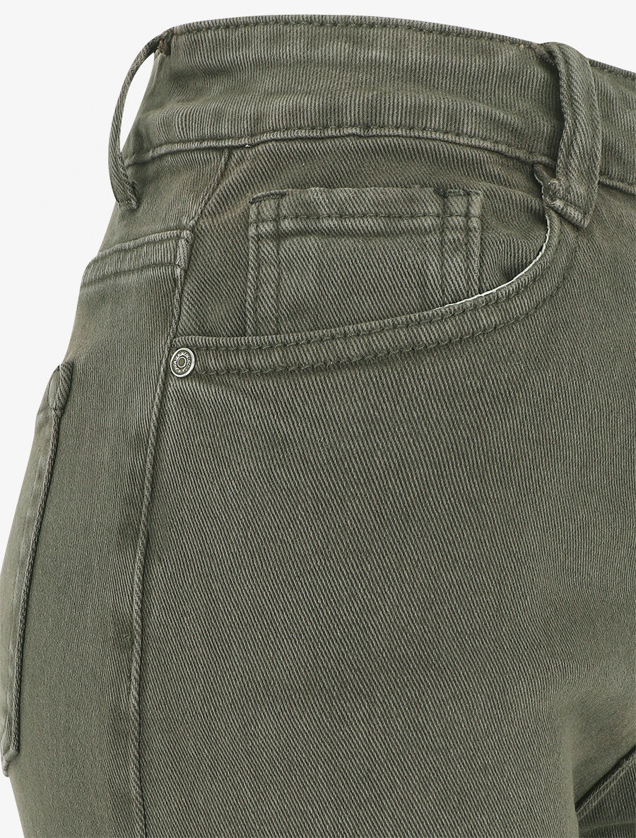 Jean uni taille haute - Kaki - Image 3