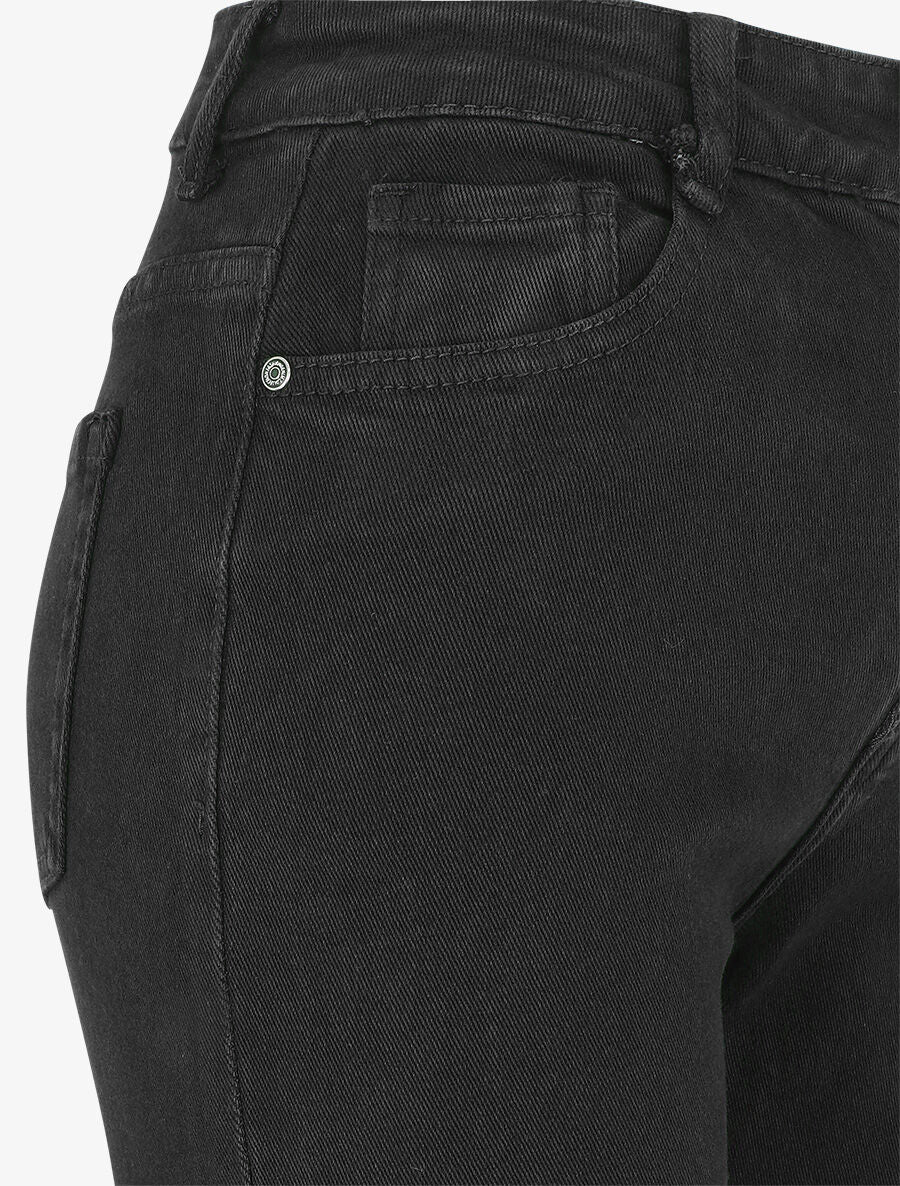 Jean uni taille haute - Noir - Image 3