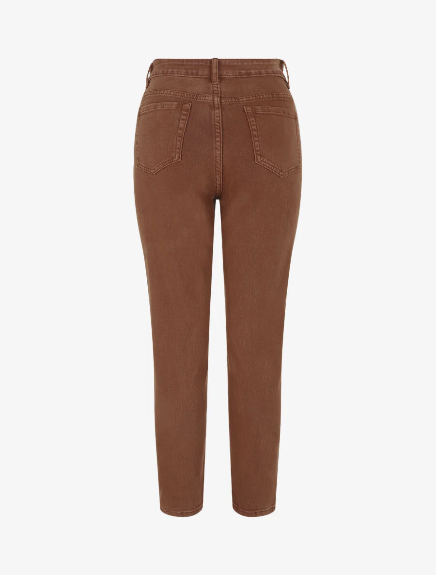 Jean uni taille haute - Marron - Image 2