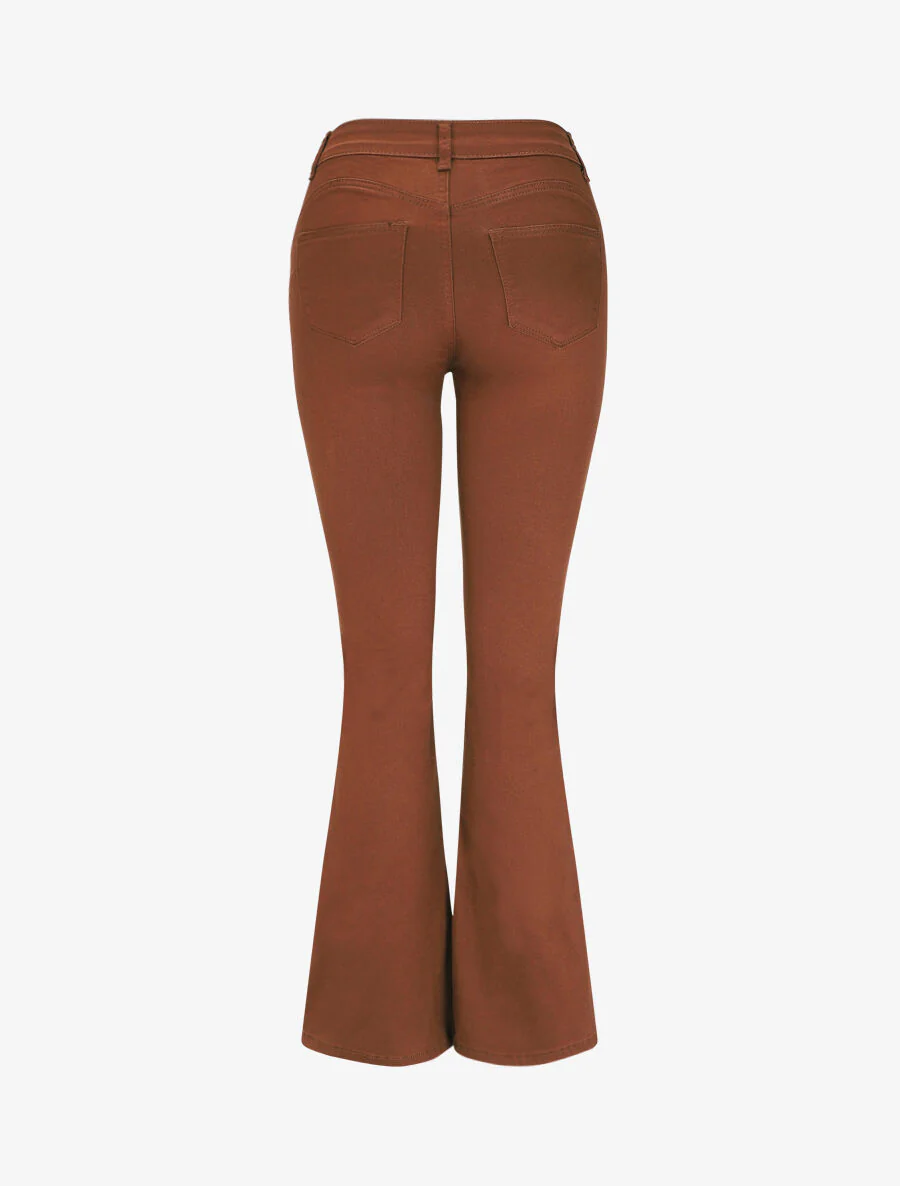 Jean uni taille standard coupe flare - Marron - Image 2