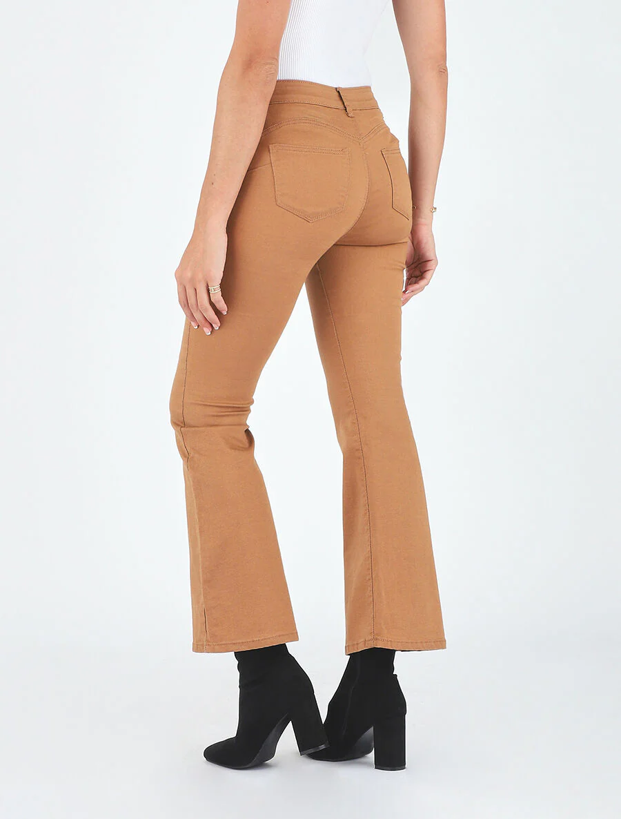 Jean uni taille standard coupe flare - Camel - Image 5
