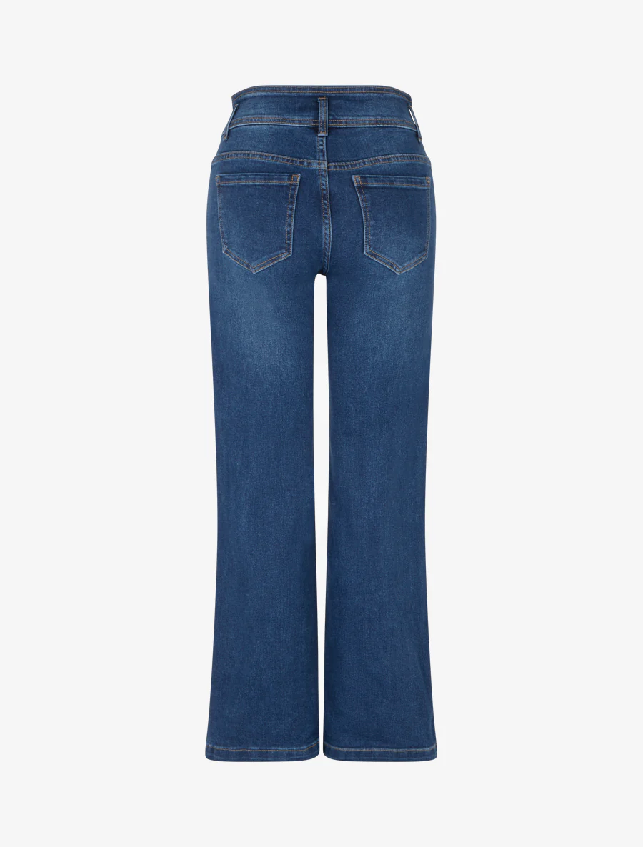 Jean wide leg à fermeture 2 boutons - Bleu - Image 2