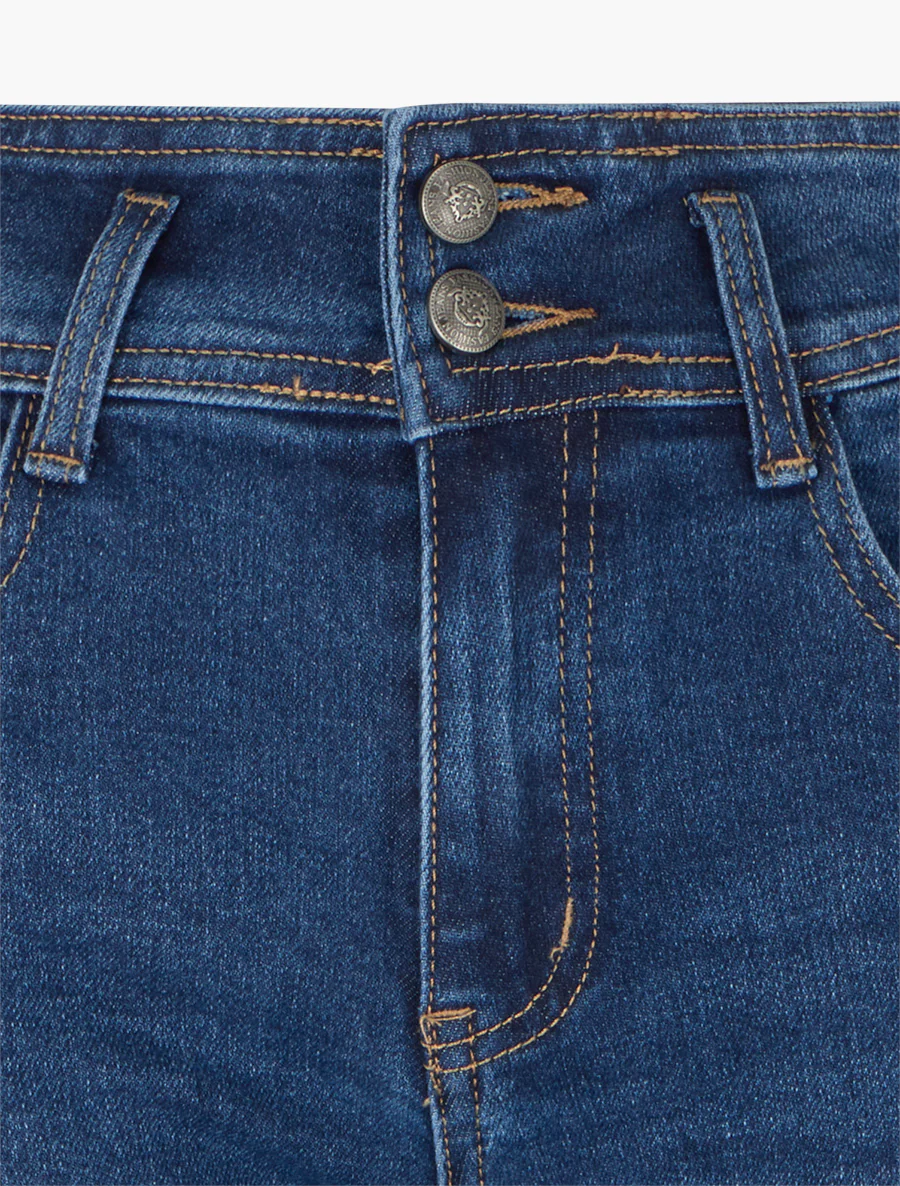 Jean wide leg à fermeture 2 boutons - Bleu - Image 3