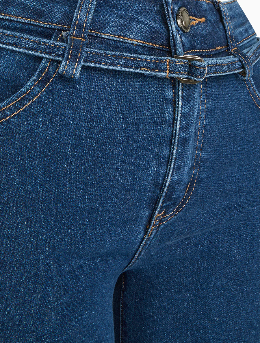 Jean wide leg à fine ceinture assortie - Denim - Image 3