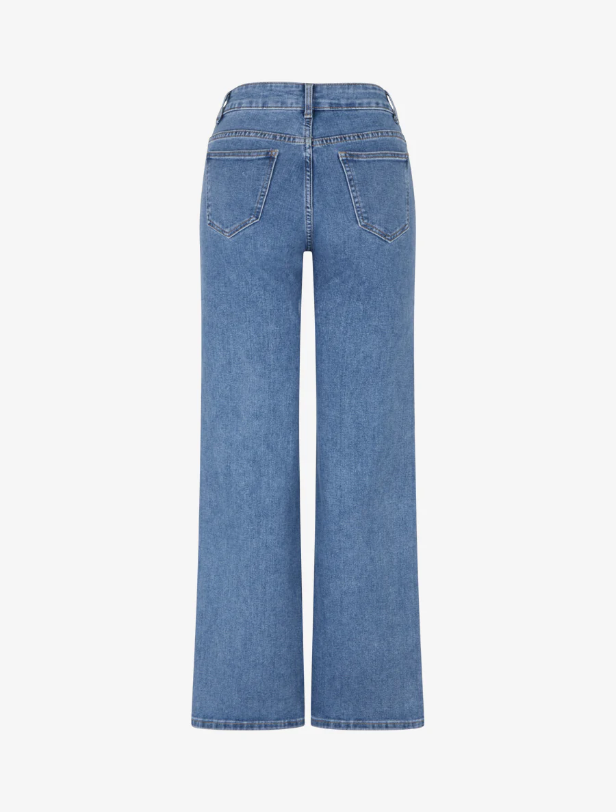 Jean wide leg à poches plaquées - Bleu - Image 2