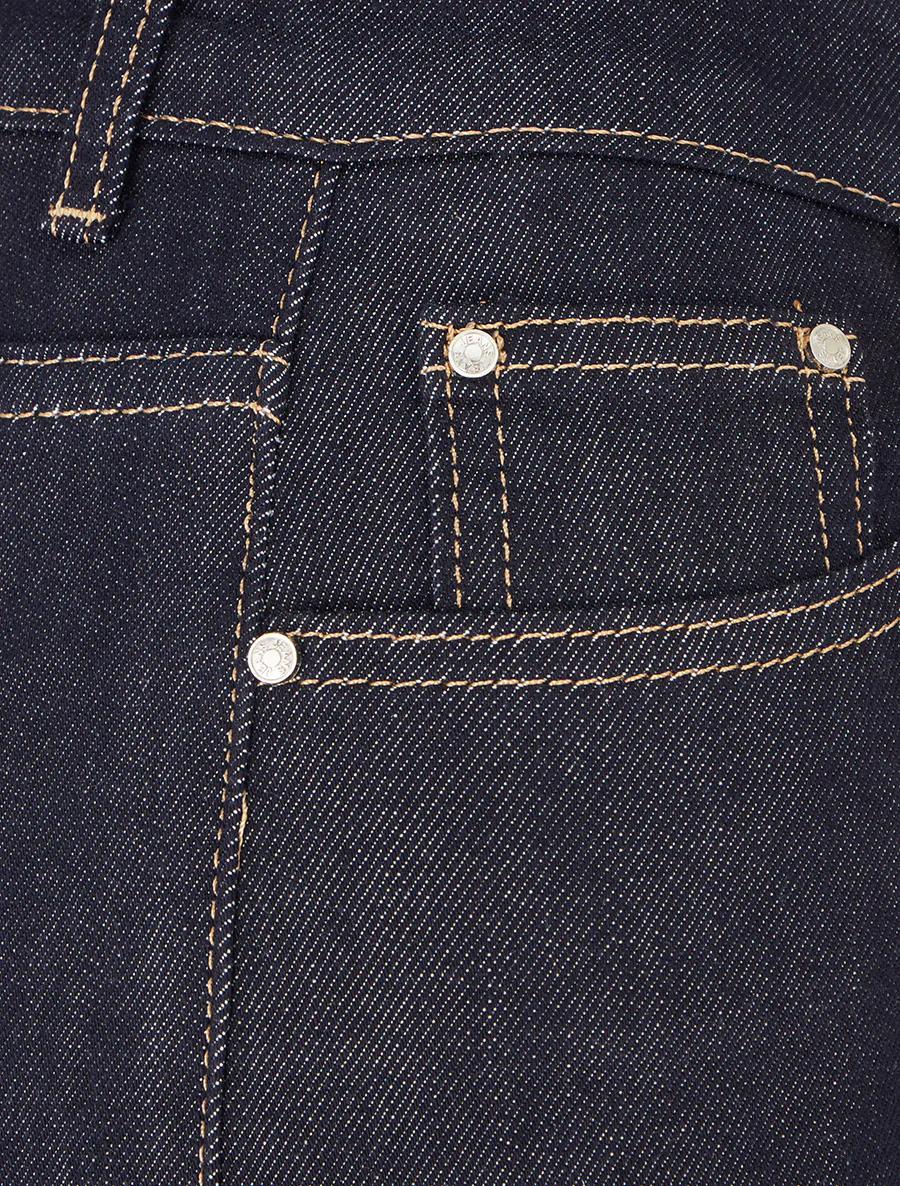 Jean wide leg à surpiqûres coupe droite - Bleu brut - Image 3