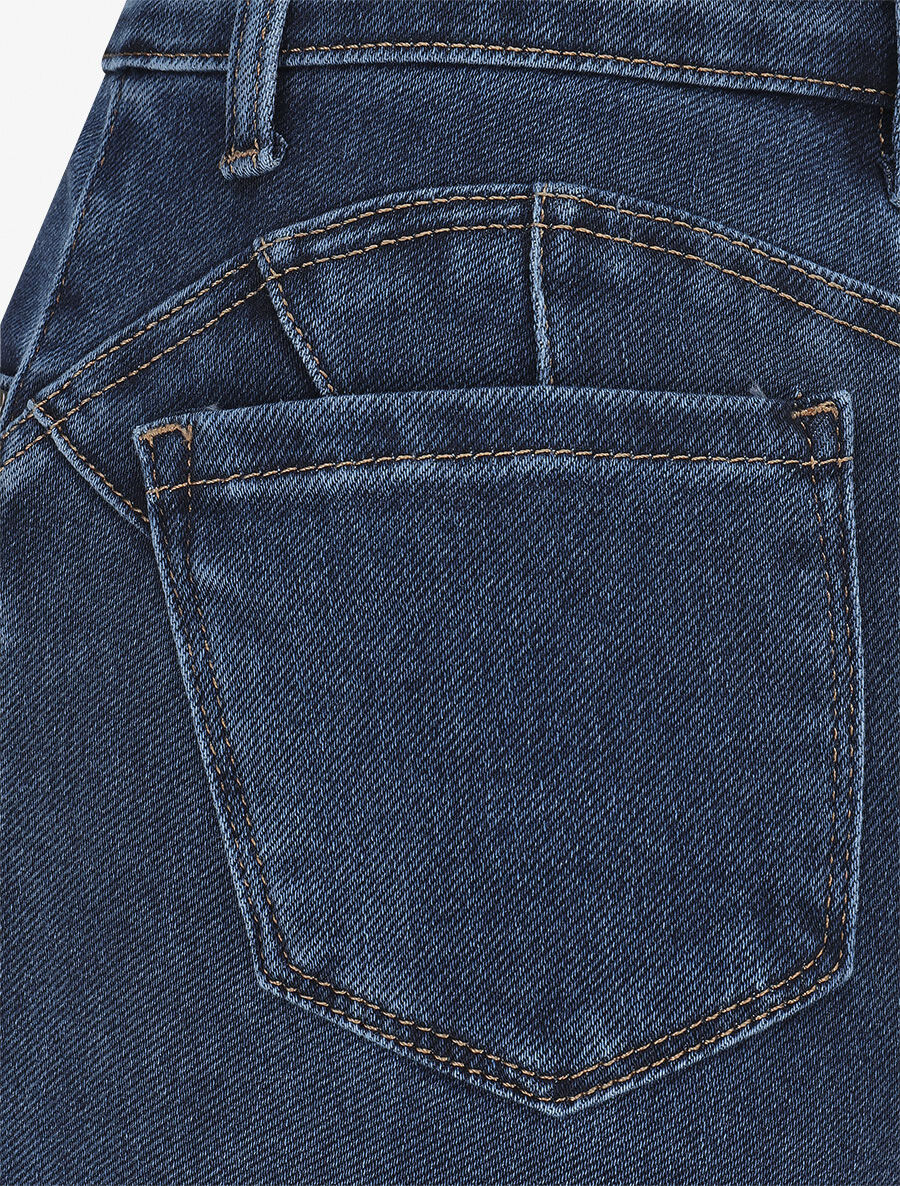 Jean wide leg à taille haute coupe droite - Bleu - Image 3