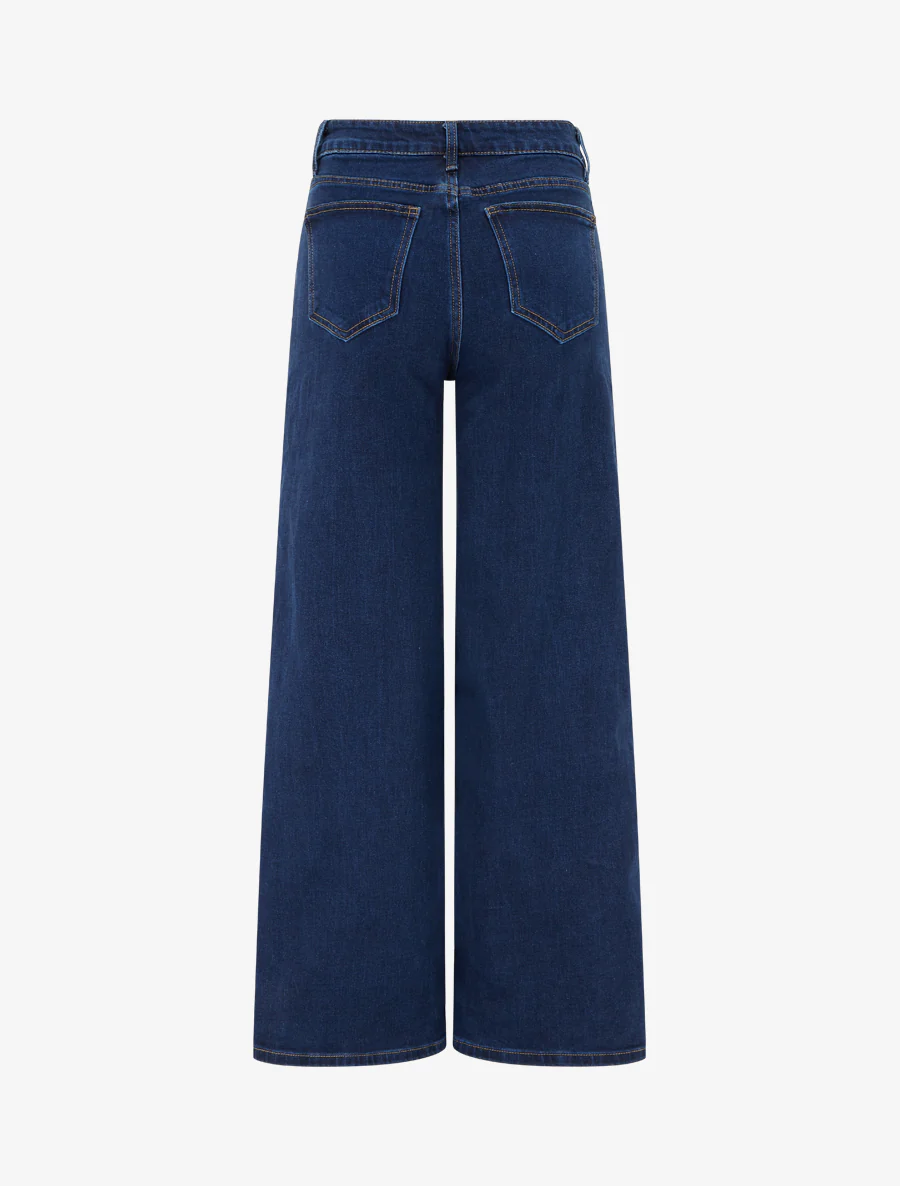 Jean wide leg à taille haute coupe droite - Bleu brut - Image 2