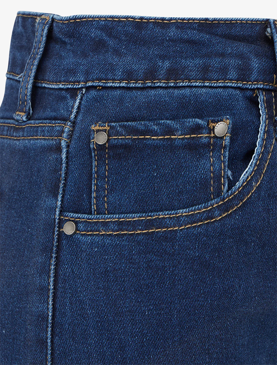Jean wide leg à taille haute coupe droite - Bleu brut - Image 3