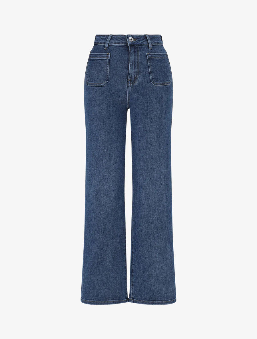 Jean wide leg à taille standard coupe droite - Bleu