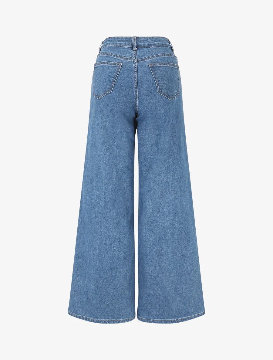 Jean wide leg coupe droite - Bleu - Image 2
