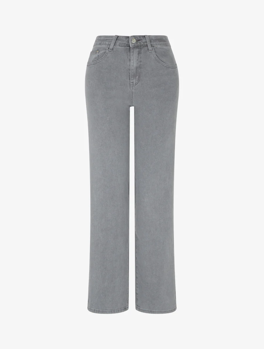 Jean wide leg coupe droite - Gris