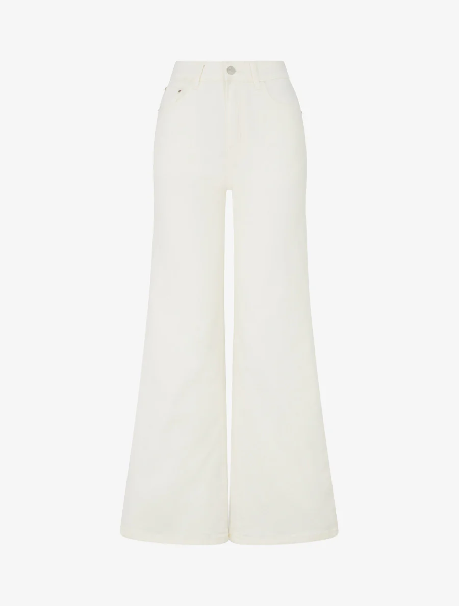 Jean wide leg coupe droite - Crème