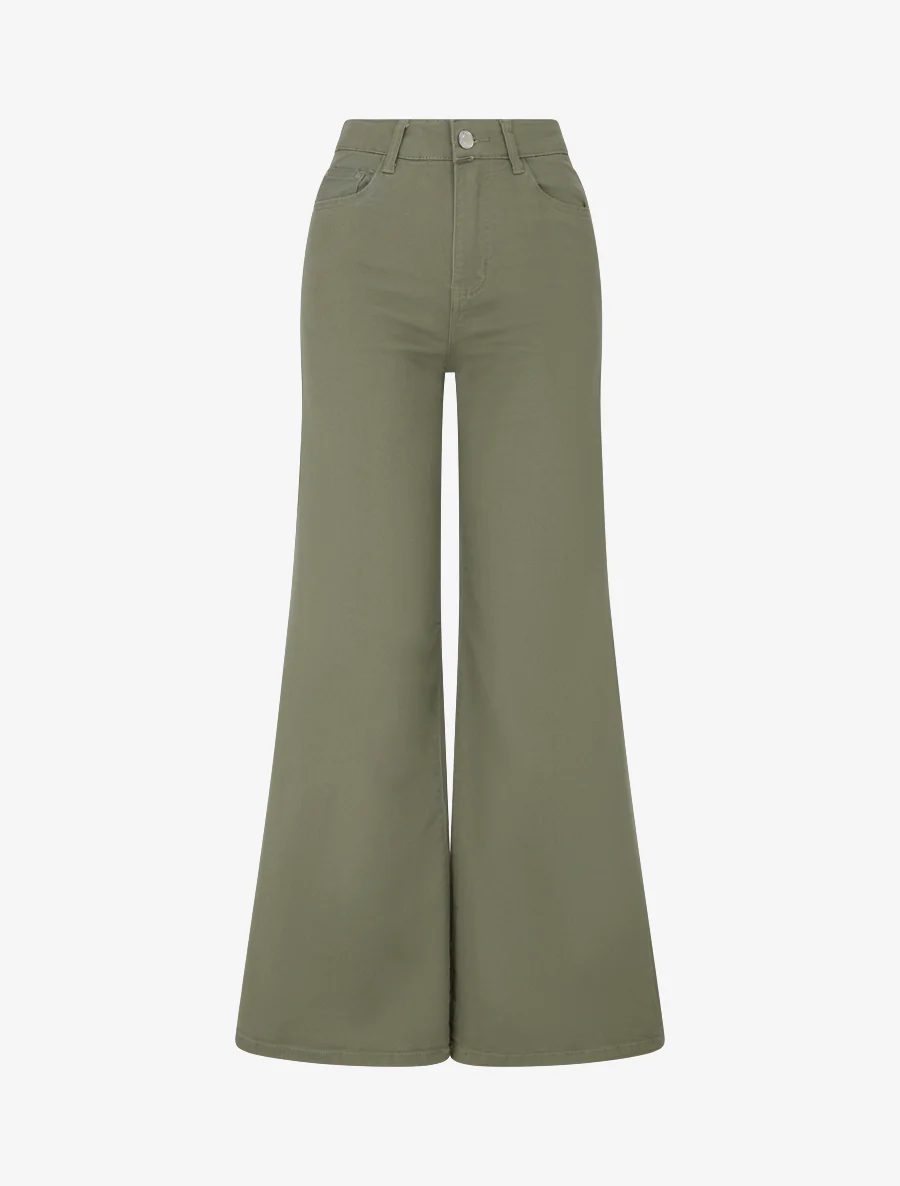 Jean wide leg coupe droite - Kaki