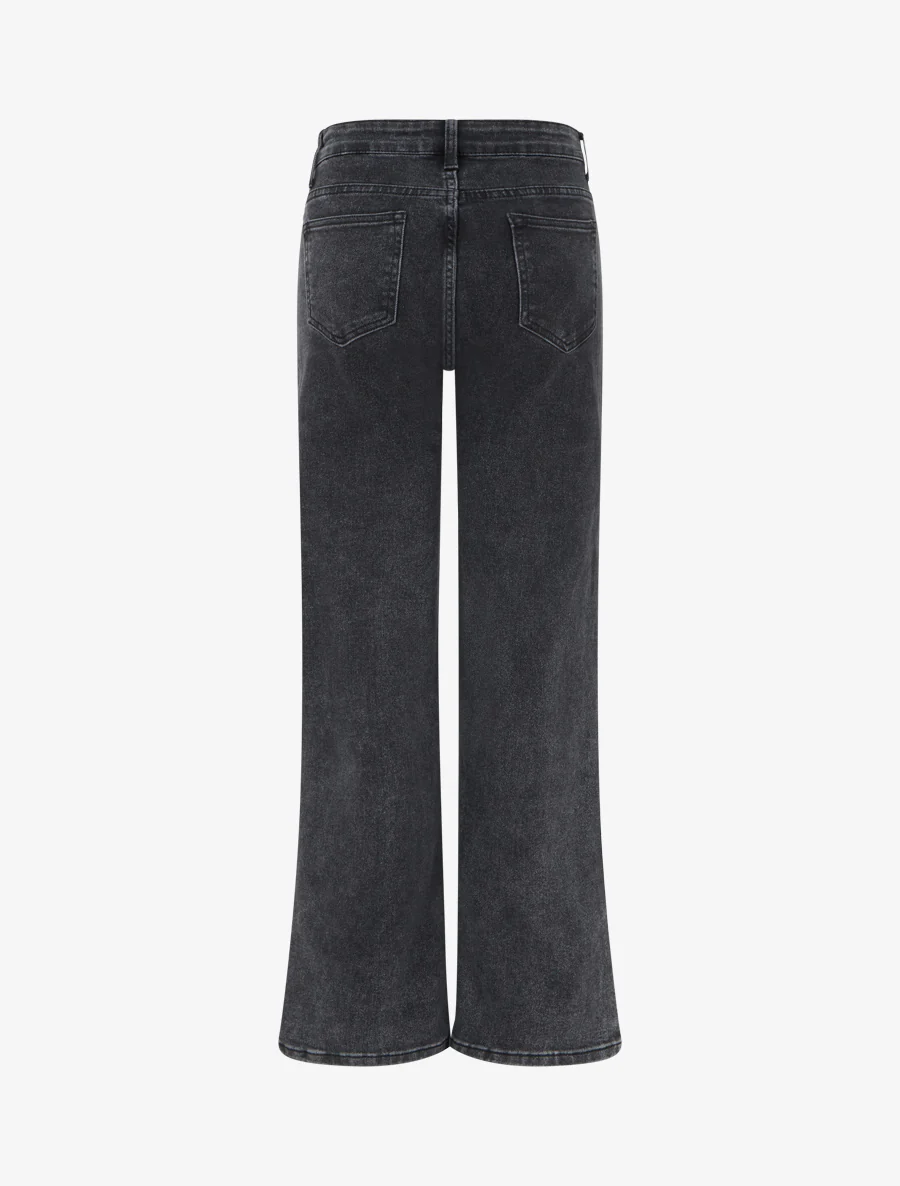 Jean wide leg delavé coupe droite - Noir - Image 2