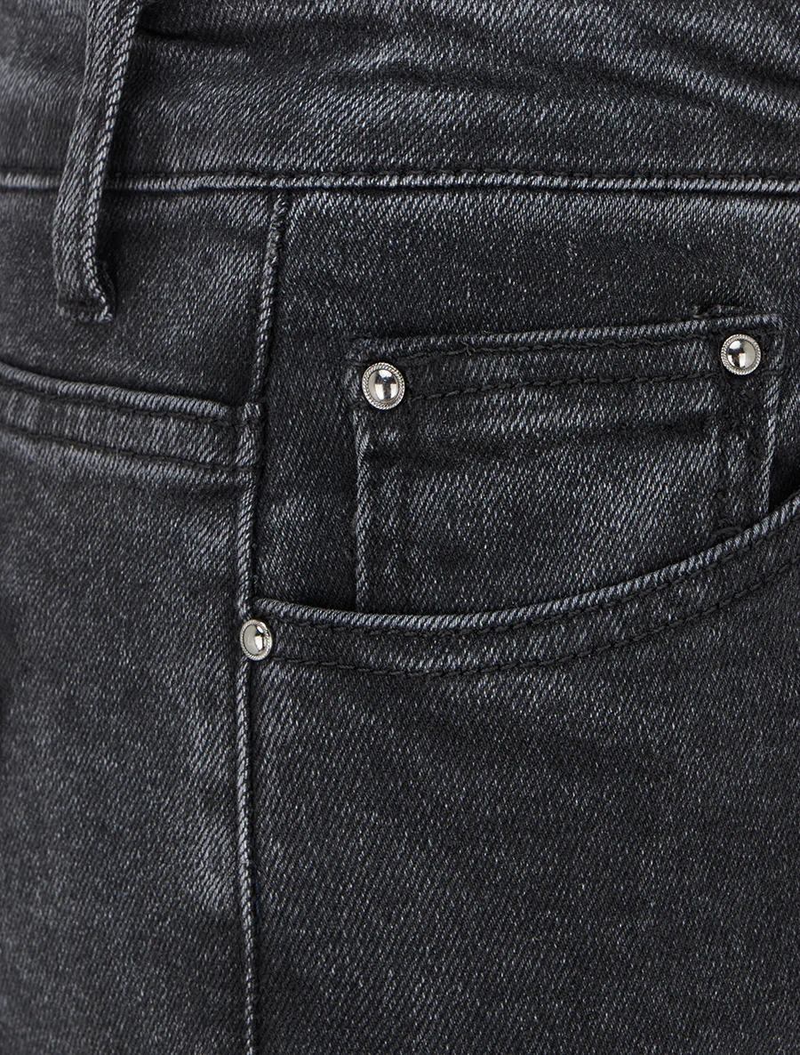 Jean wide leg delavé coupe droite - Noir - Image 3