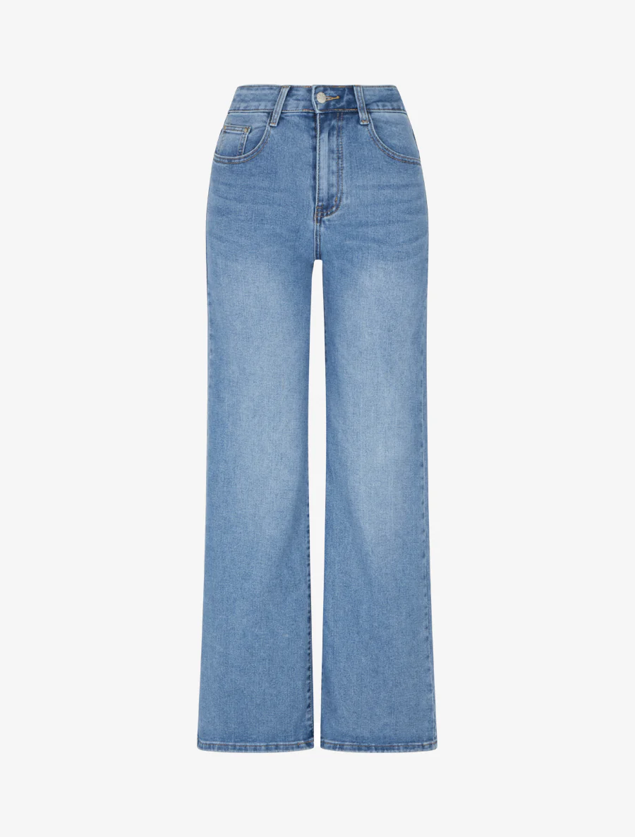 Jean wide leg délavé - Bleu