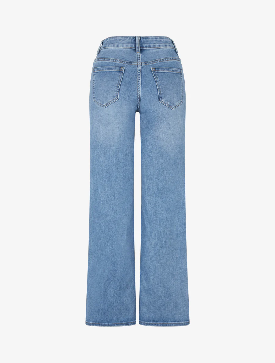 Jean wide leg délavé - Bleu - Image 2