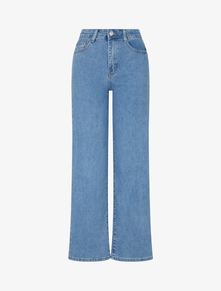 Jean wide leg push up coupe droite - Bleu clair