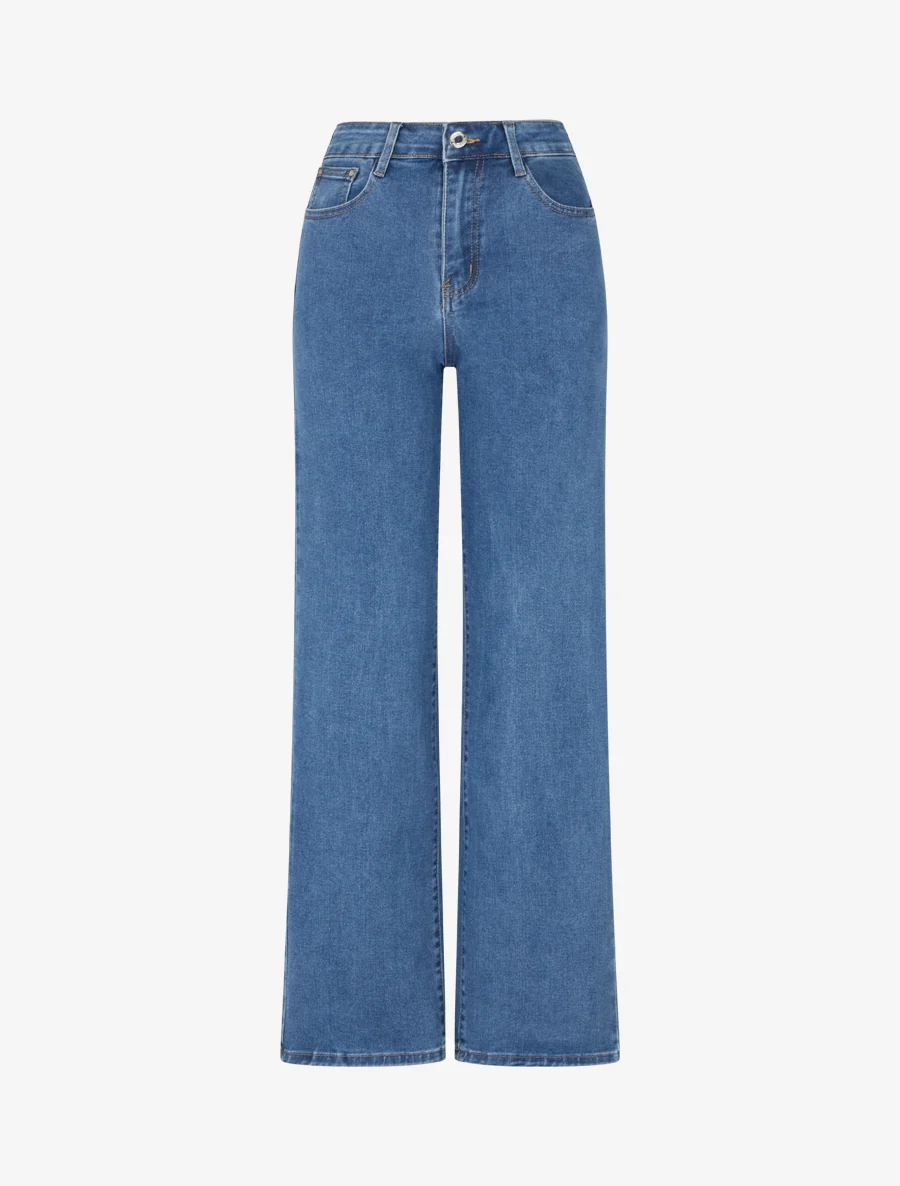 Jean wide leg push-up - Bleu