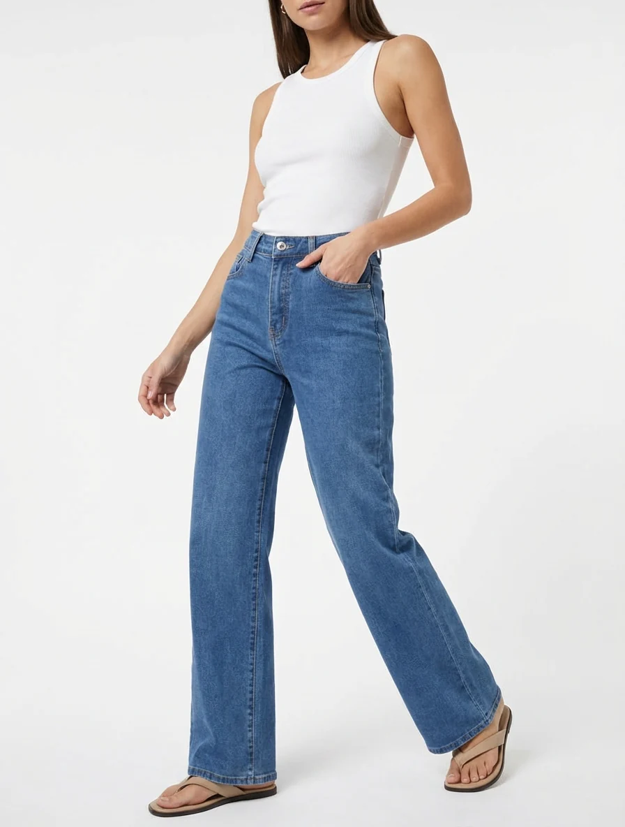 Jean wide leg push-up - Bleu - Image 4