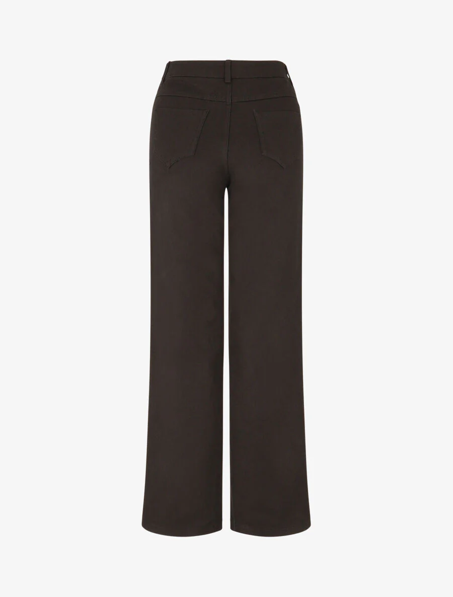 Jean wide leg taille haute coupe droite - Noir - Image 2