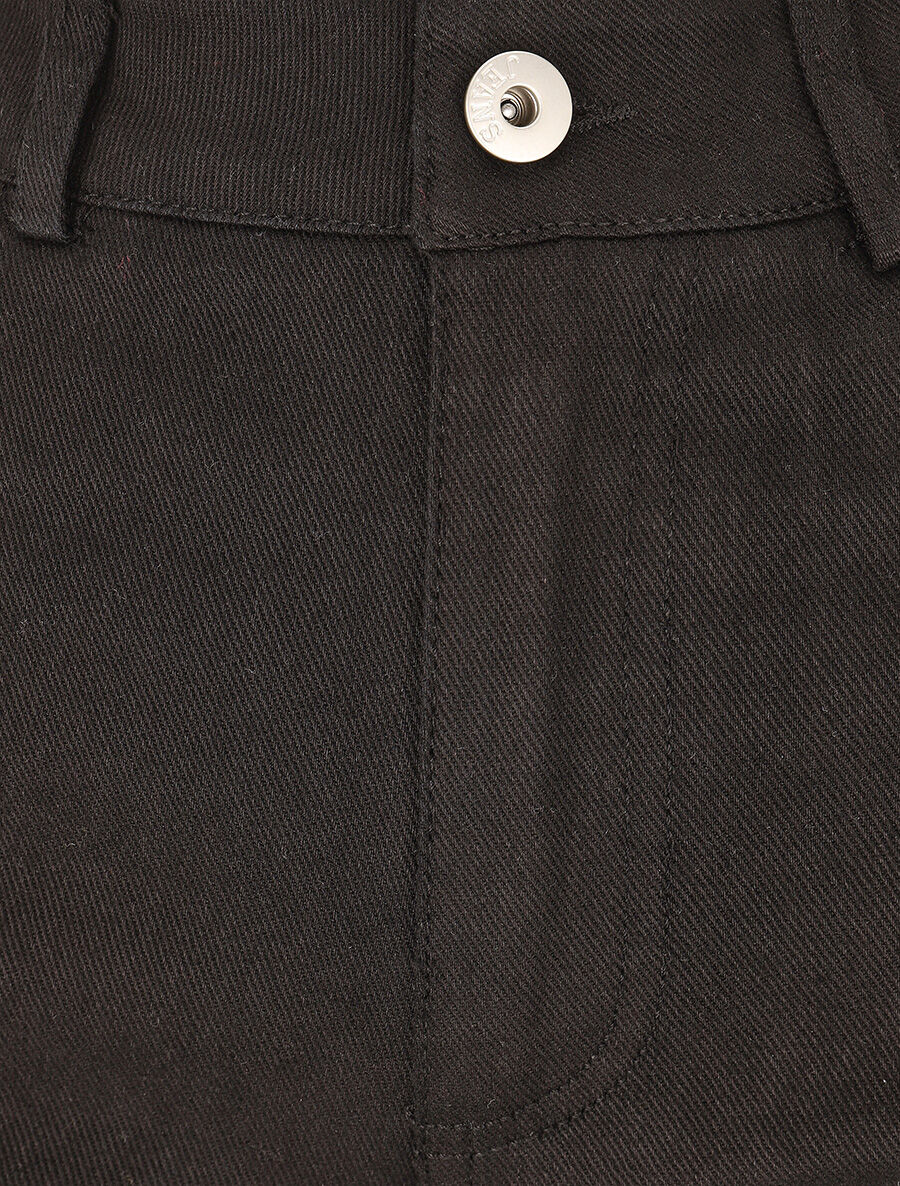 Jean wide leg taille haute coupe droite - Noir - Image 3