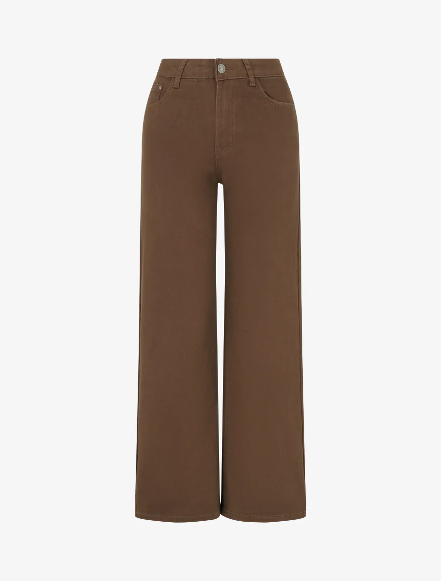 Jean wide leg taille haute - Marron