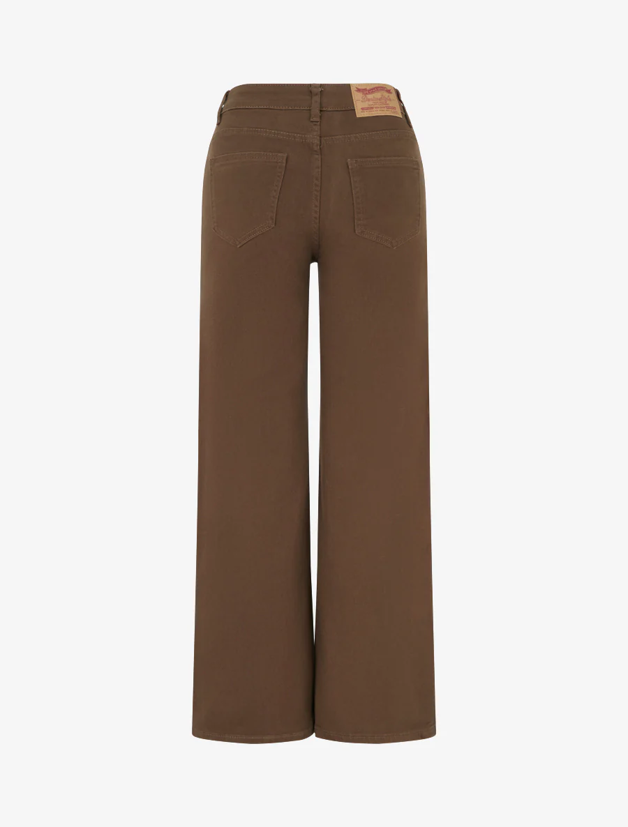 Jean wide leg taille haute - Marron - Image 2