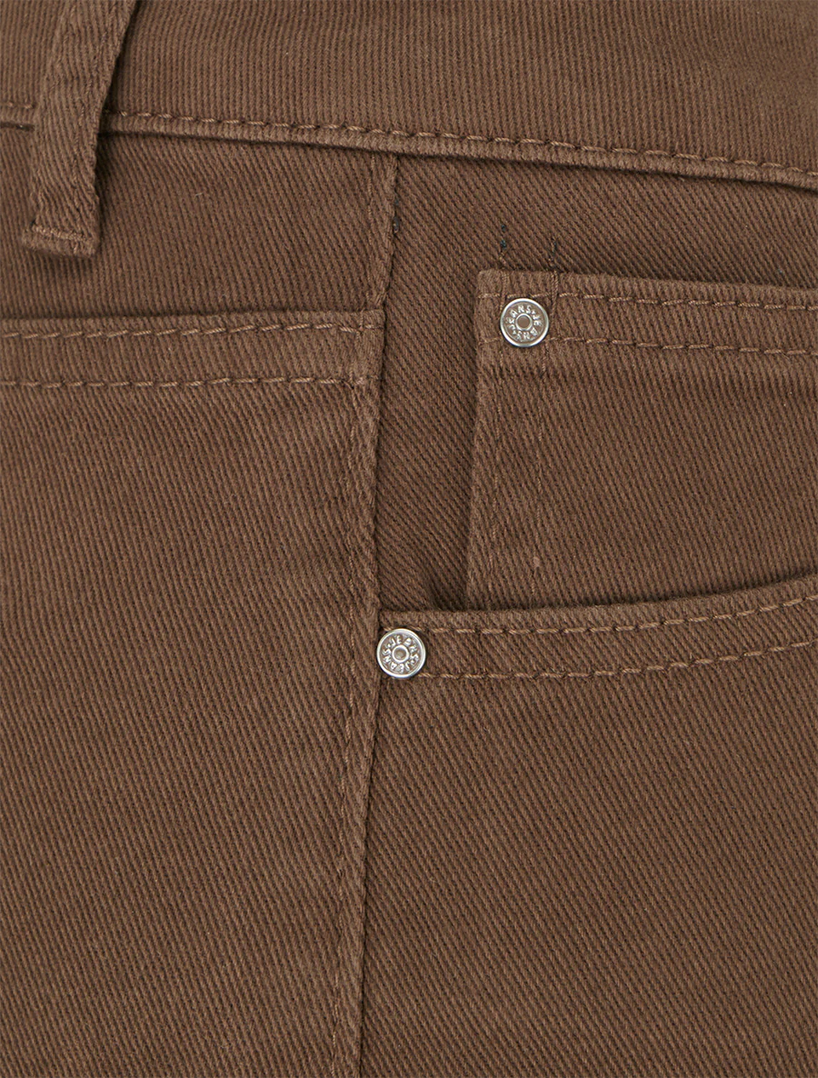 Jean wide leg taille haute - Marron - Image 3