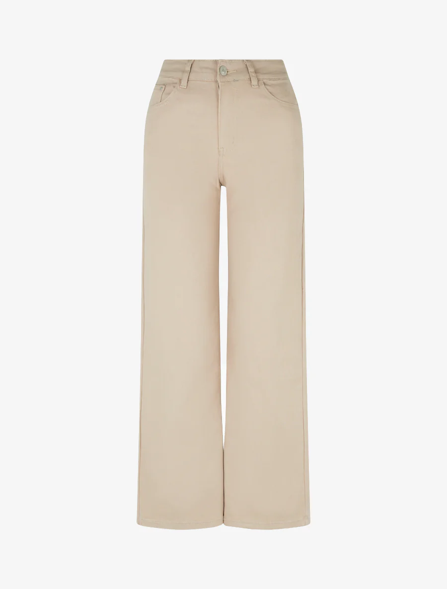 Jean wide leg taille haute - Beige