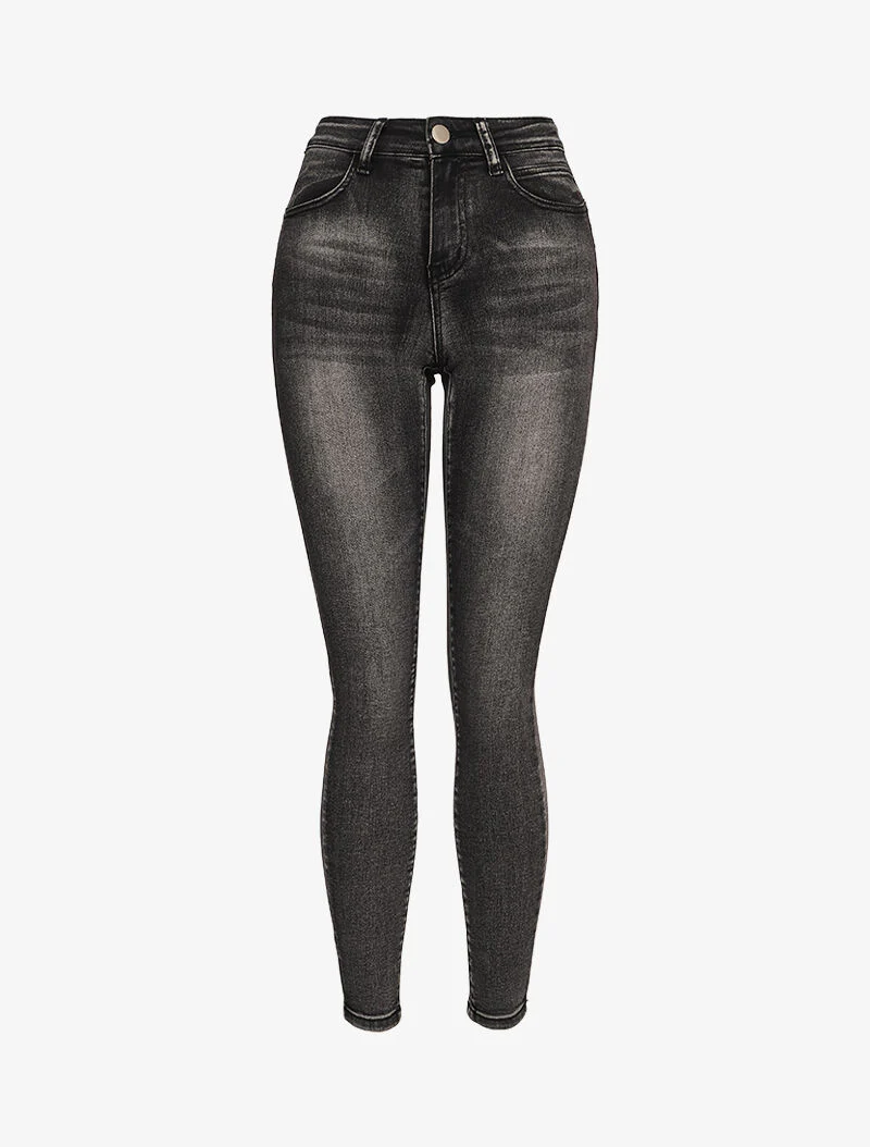 Jeans skinny à coutures contrastantes sur les poches arrières - Gris foncé