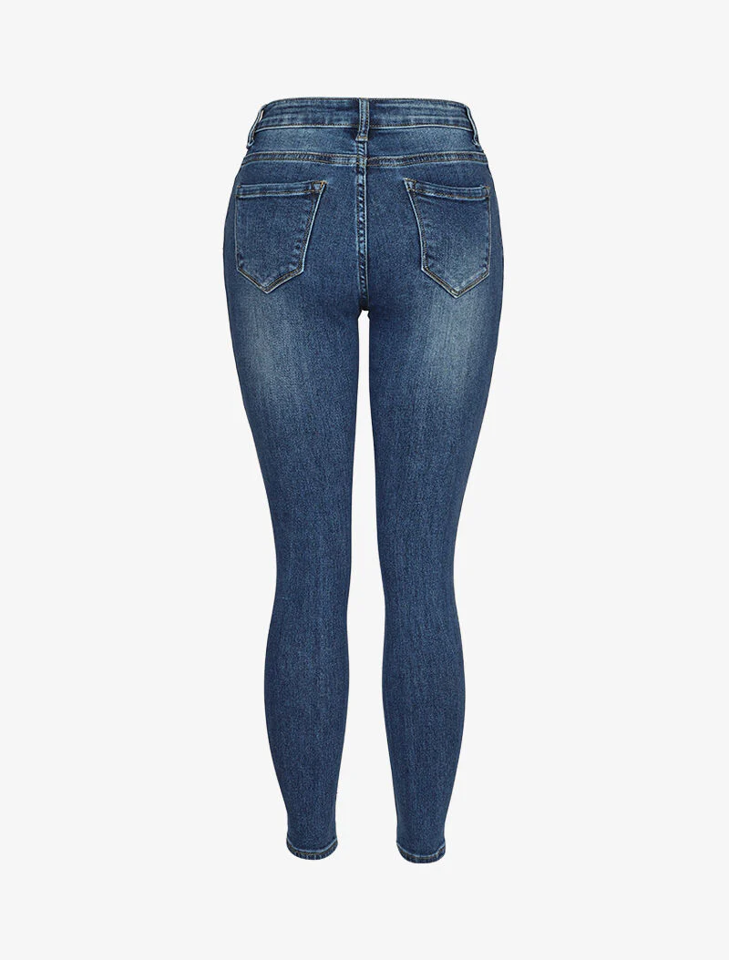 Jeans skinny délavé à fermeture boutonnée - Bleu denim - Image 2