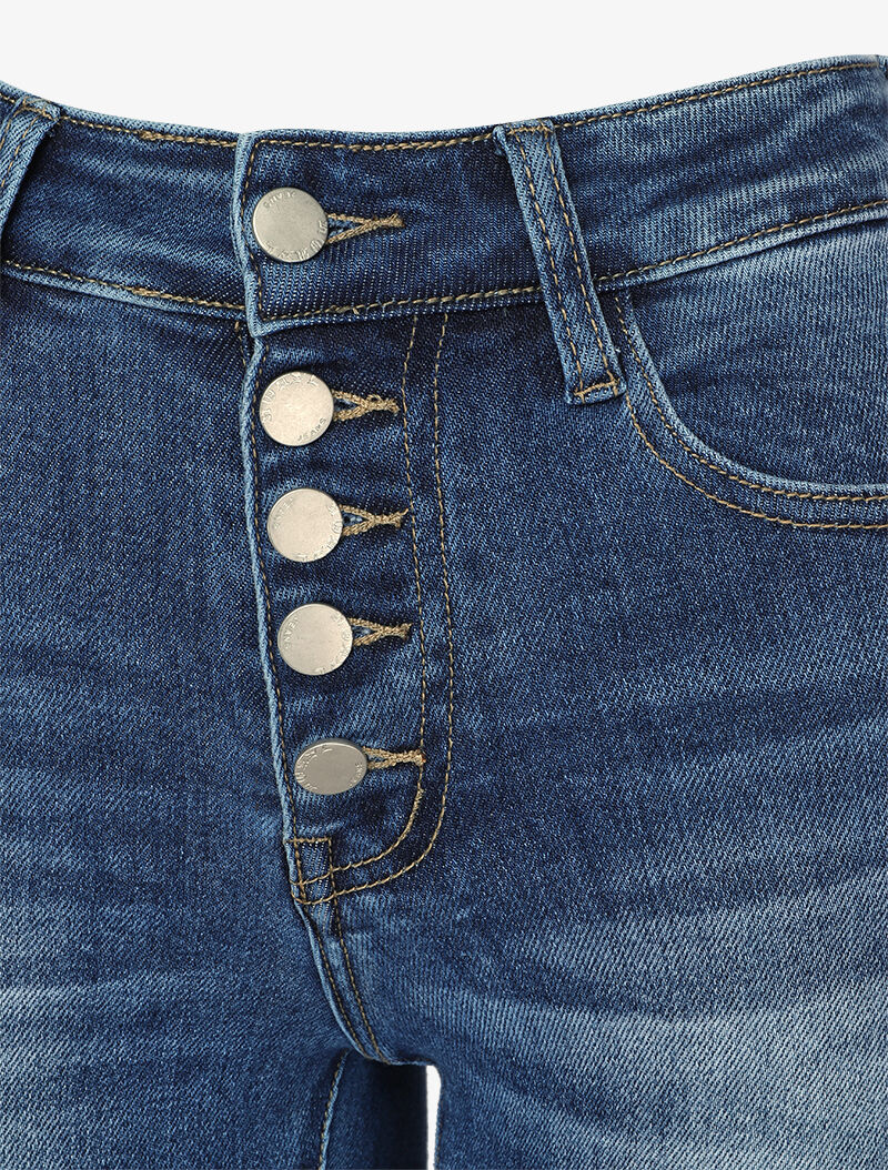 Jeans skinny délavé à fermeture boutonnée - Bleu denim - Image 3