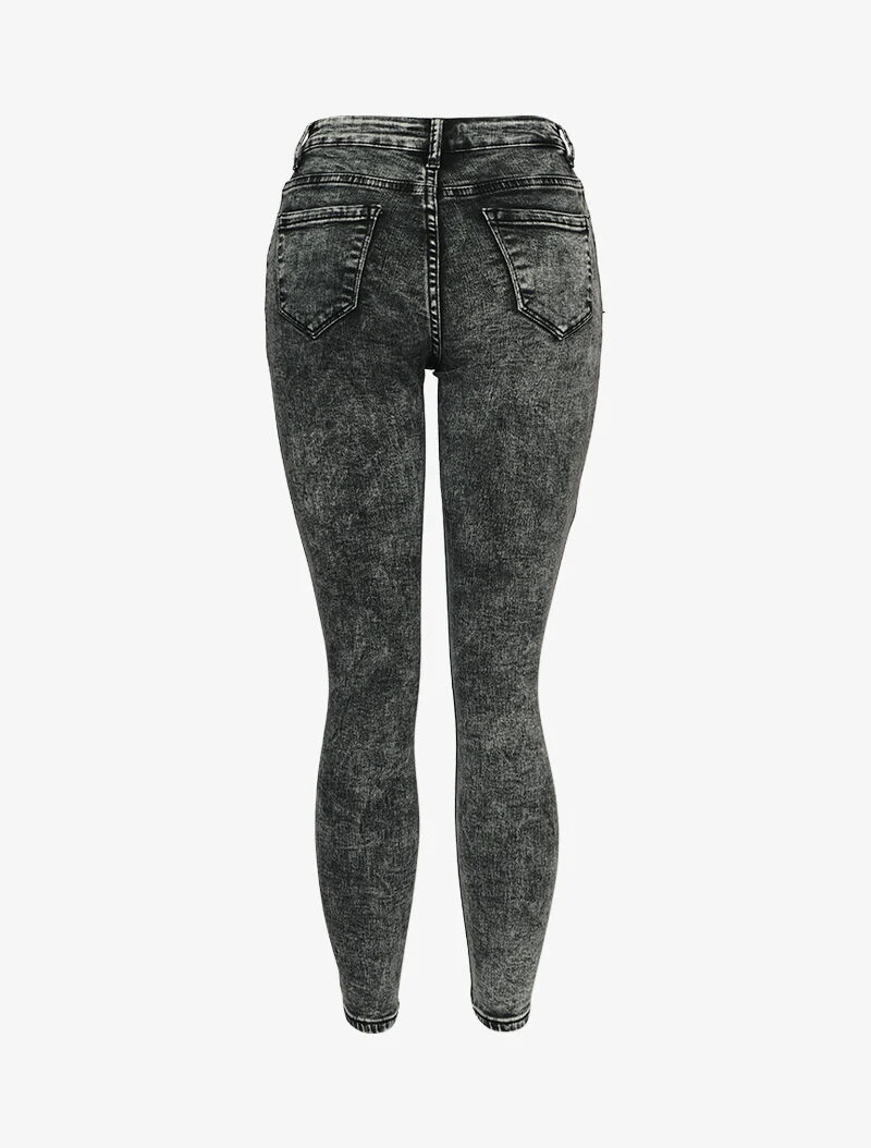 Jeans skinny délavé à fermeture boutonnée - Gris foncé - Image 2