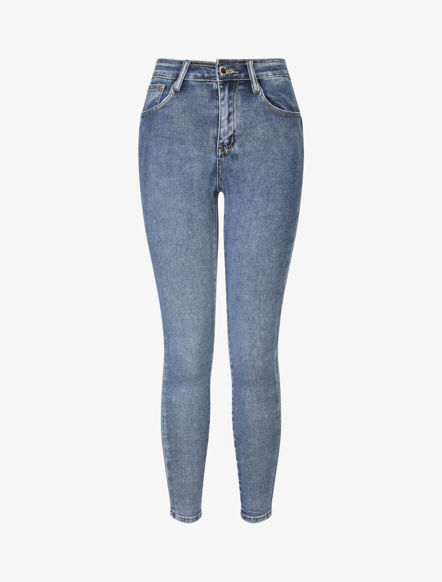 Jeans slim à taille haute - Bleu clair